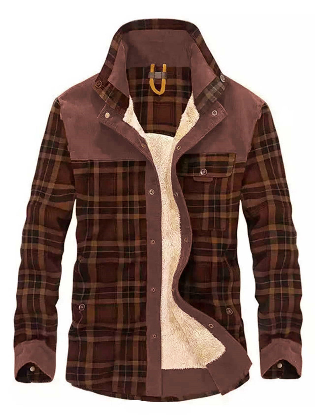Herren Karo-Hemdjacke mit Teddyfutter und Wildlederimitat-Besatz Drune