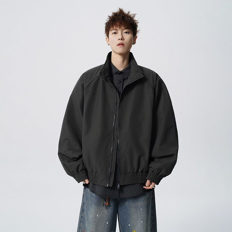 Unisex Oversized Windjacke mit Stehkragen und Raglanärmeln Drune