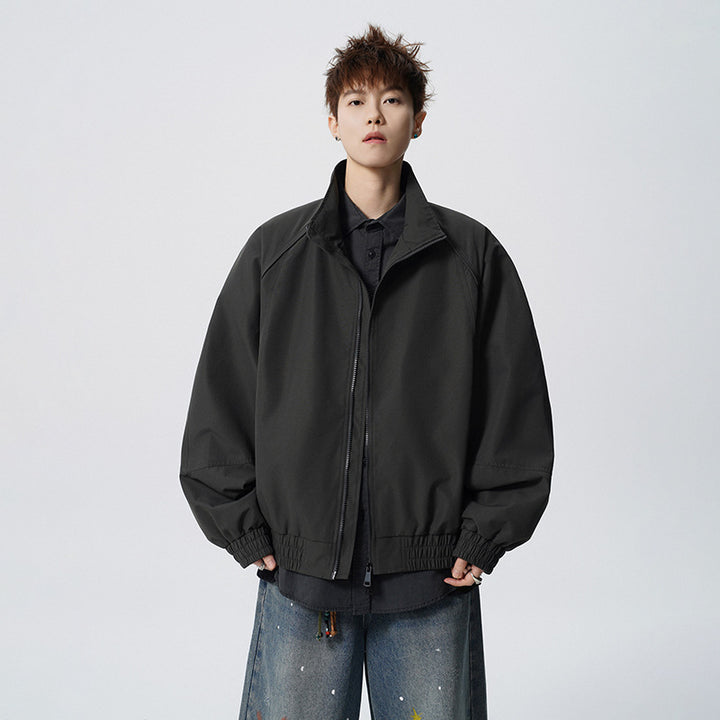 Unisex Oversized Windjacke mit Stehkragen und Raglanärmeln Drune