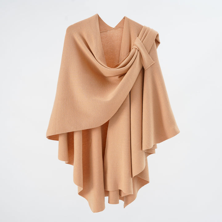 Damen Kapuzenponcho aus Feinstrick mit asymmetrischem Saum Drune