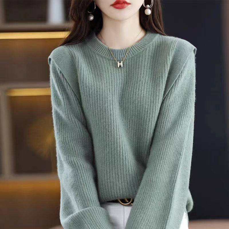 Damen Grobstrickpullover mit modernem Schnitt und Rundhalsausschnitt Drune