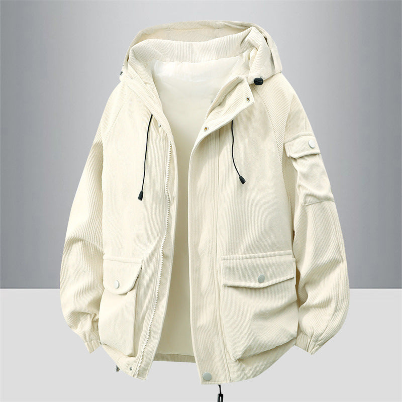 Herren Modische Outdoorjacke mit Kapuze Drune