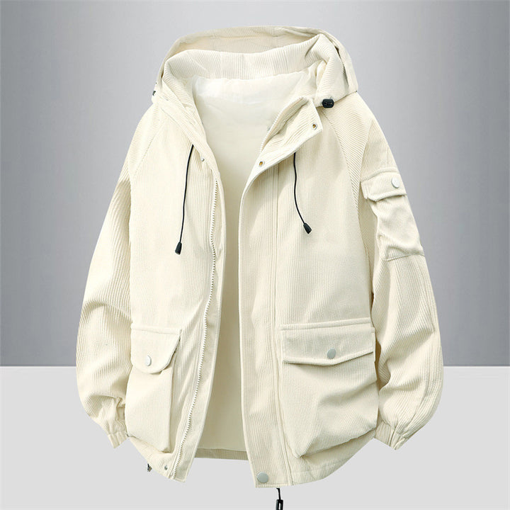 Herren Modische Outdoorjacke mit Kapuze Drune