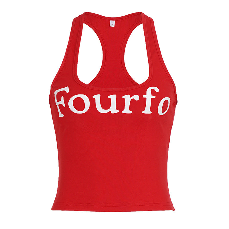 Damen Tanktop mit sportlichem Schnitt und großem Print Drune