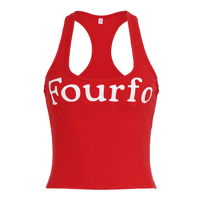 Damen Tanktop mit sportlichem Schnitt und großem Print Drune