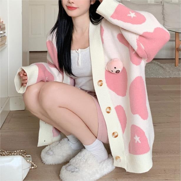Damen verspielte Strickjacke mit Bärenapplikation Drune