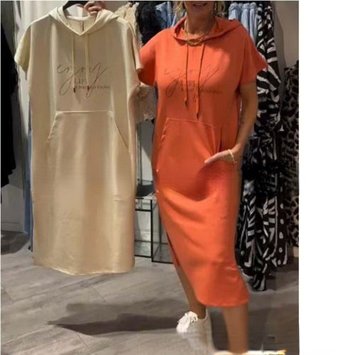Damen Kapuzenkleid mit lässigem Schnitt und praktischen Taschen Drune