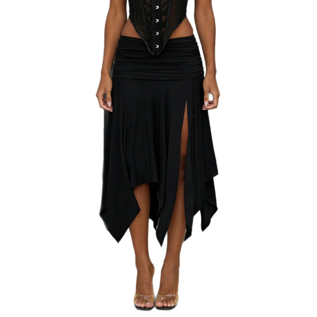 Damen asymmetrischer Wickelrock mit Raffung Drune