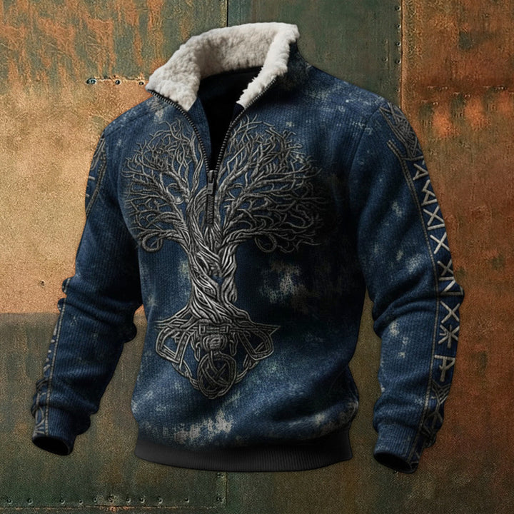 Herren Urbaner Fleece Pullover mit Baum-Motiv Drune