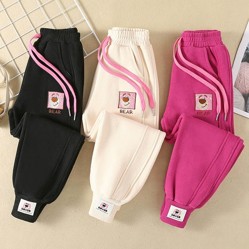 Damen bequeme Sweatpants mit aufgesticktem Motiv und elastischem Bund Drune