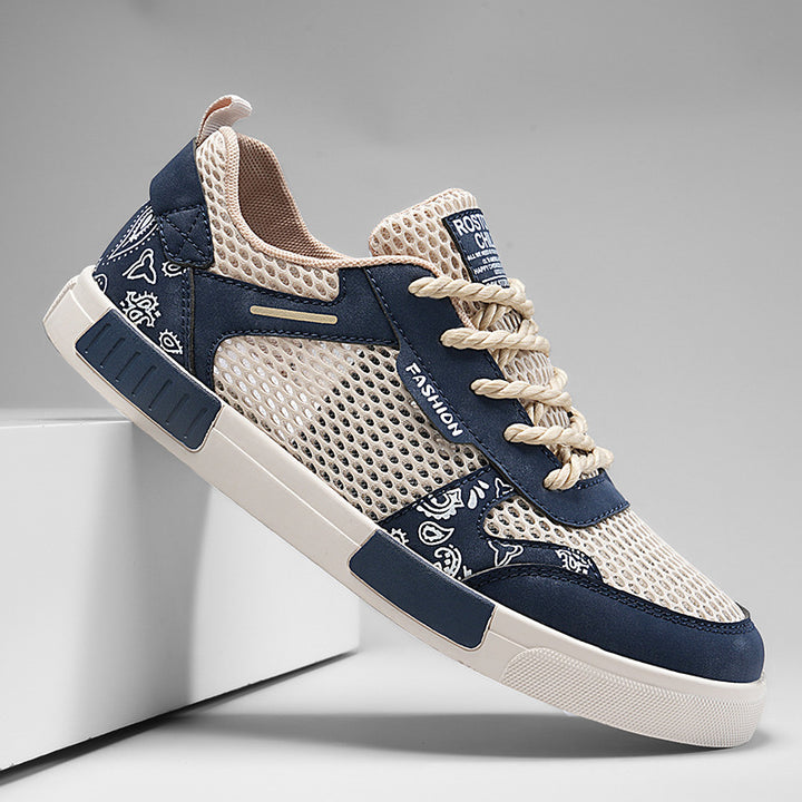 Unisex atmungsaktive Freizeit-Sneaker mit luftigen Mesh-Einsätzen und Bandana-Muster Drune