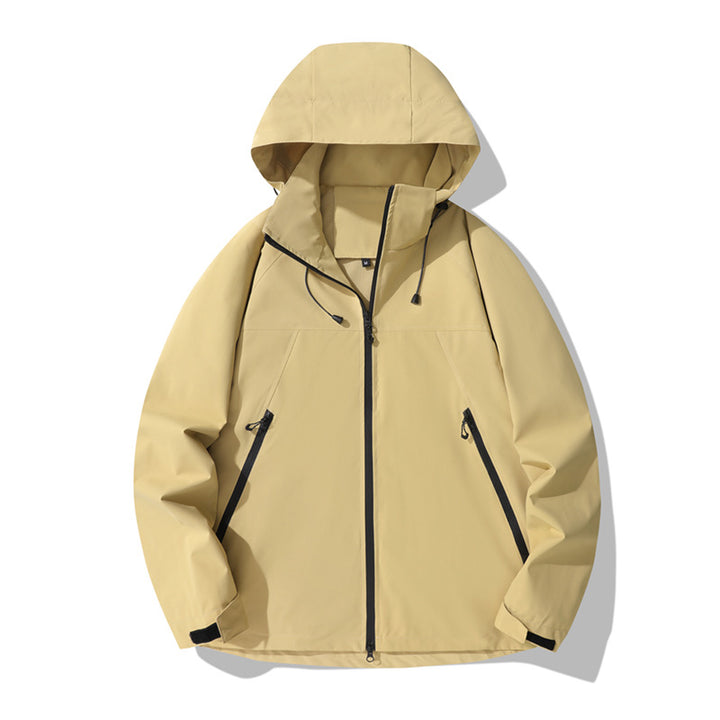 Damen wasserabweisende Outdoor-Jacke mit verstellbarem Kapuzenkragen und funktionalen Reißverschlusstaschen Drune