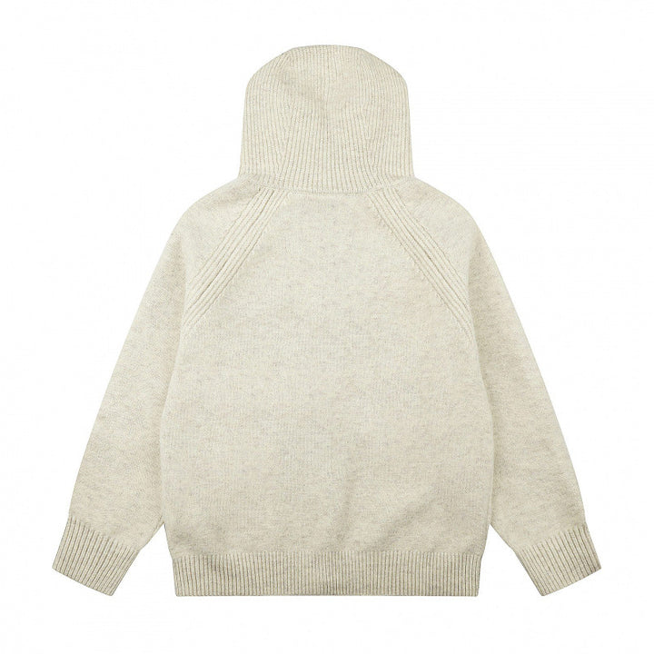 Unisex Weitgeschnittener Kapuzenstrickcardigan mit durchgehendem Reißverschluss und Raglanärmeln Drune