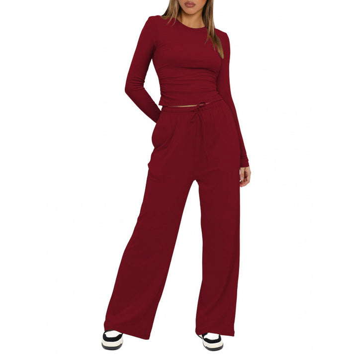 Damen Relax-Freizeithose mit extra weitem Bein, elastischem Bund und Kordelzug Drune