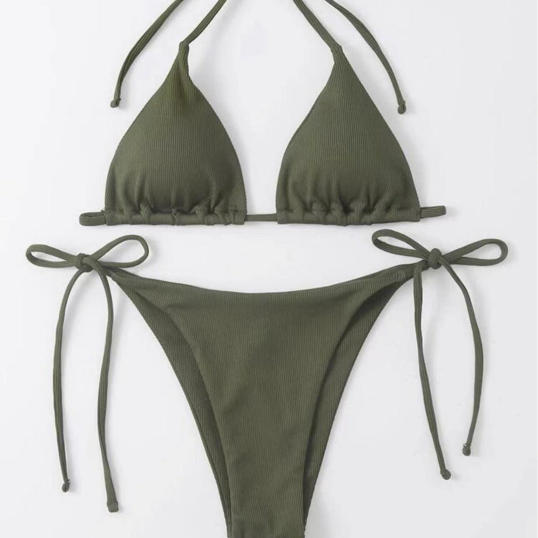 Damen Triangel-Bikini mit seitlichem Knoten und verstellbaren Trägern Drune
