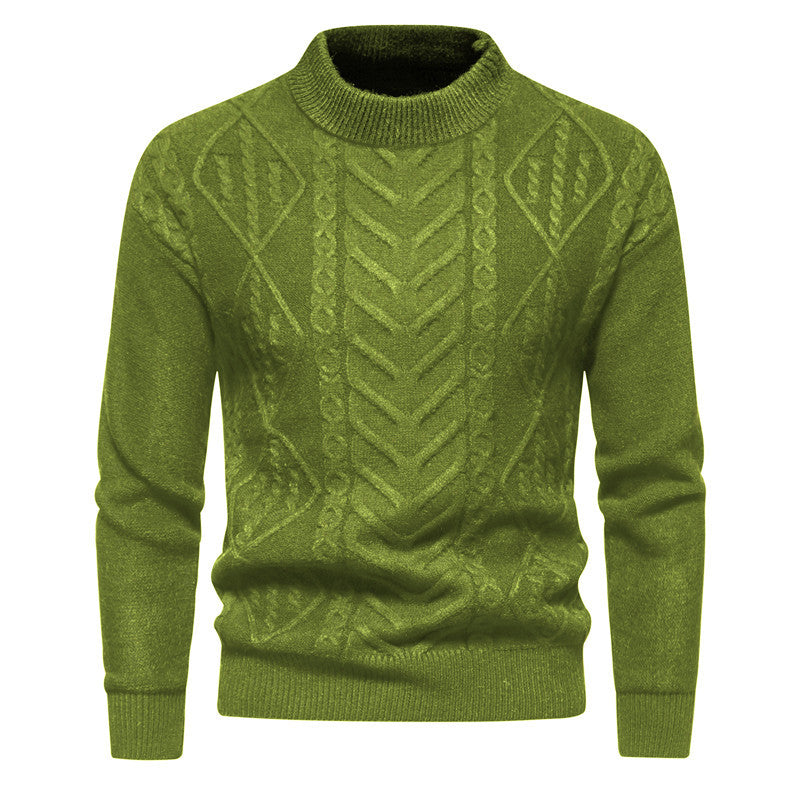 Herren Strukturierter Mockneck-Strickpullover mit Zopf- und Chevron-Muster Drune