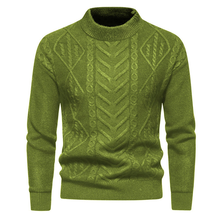 Herren Strukturierter Mockneck-Strickpullover mit Zopf- und Chevron-Muster Drune