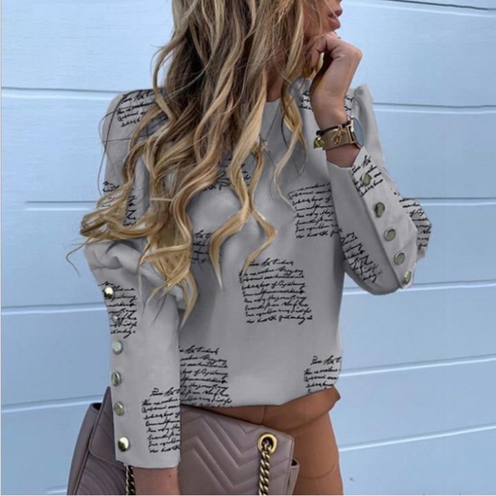 Damen Leichte Bluse mit Leopardenprint, Ballonärmeln und Zierknopfleiste Drune