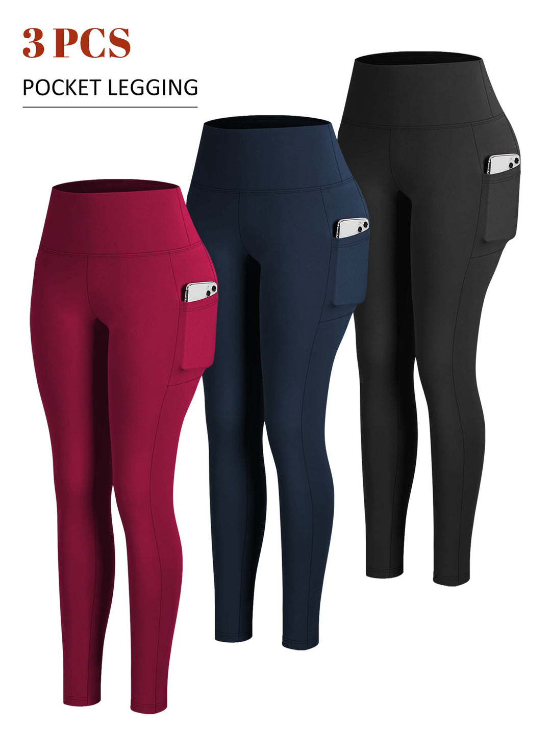 Damen Knöchelhohe Sportleggings mit hohem Bund und seitlicher Smartphone-Tasche Drune
