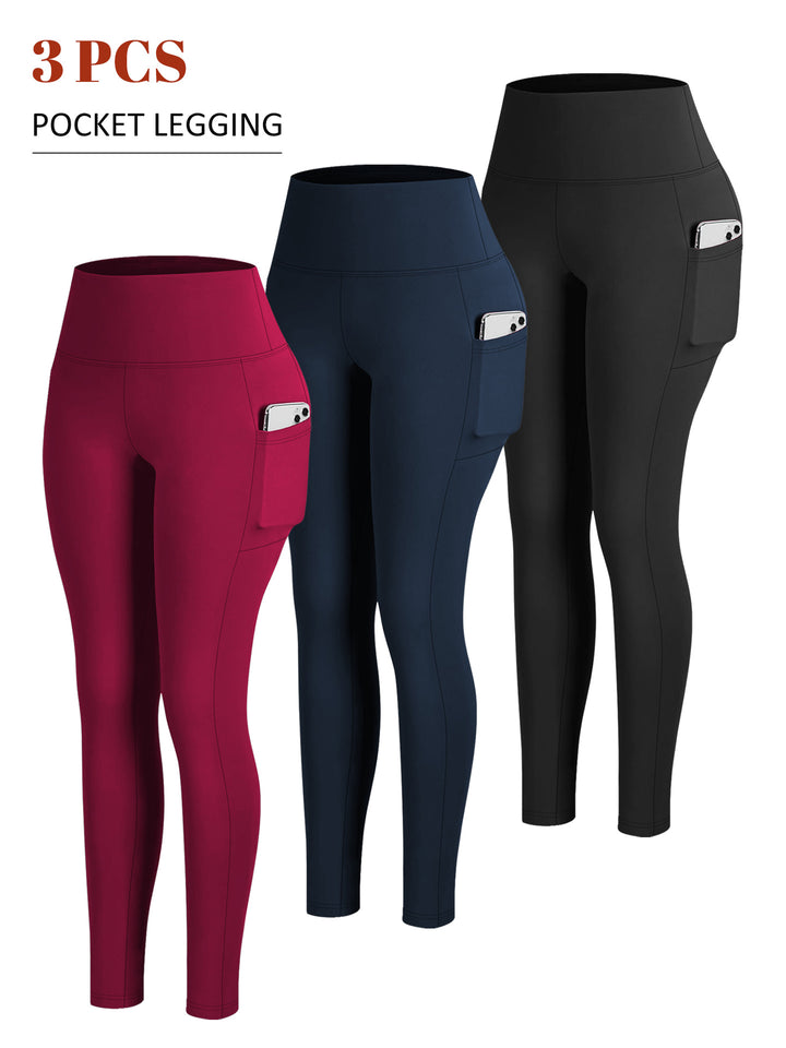 Damen Knöchelhohe Sportleggings mit hohem Bund und seitlicher Smartphone-Tasche Drune