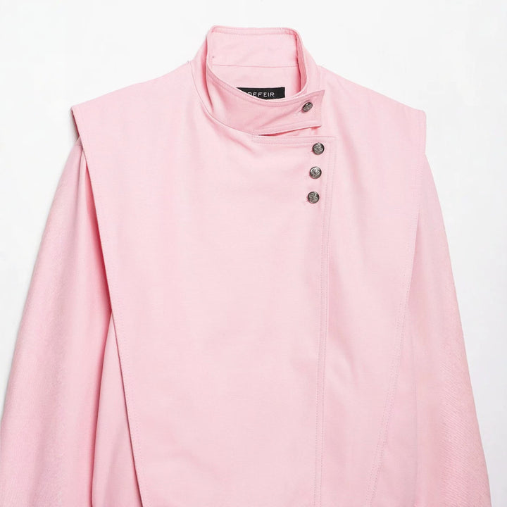 Damen 20+ taillierte Cropped Blousonjacke mit Stehkragen und asymmetrischer Druckknopfleiste Drune