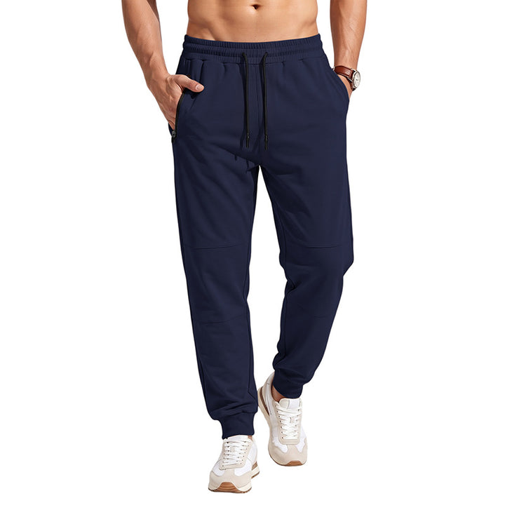 Herren Slim-Fit Performance-Jogginghose aus French-Terry mit Knieeinsatz und Reißverschlusstaschen Drune