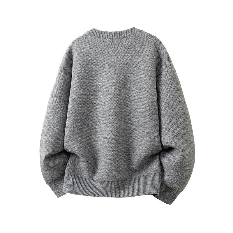 Damen Oversize-Strickjacke mit rundem Ausschnitt und kontrastknöpfen Drune