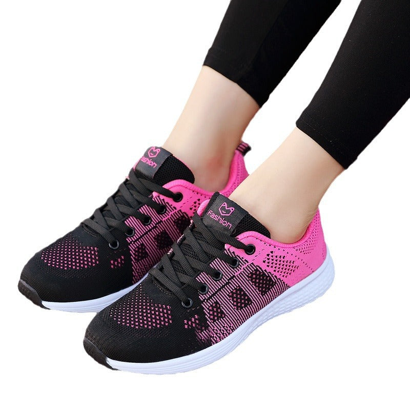 Damen nan leichtgewichtiger Strick-Freizeitsneaker mit Wabenperforation, schockabsorbierender Schaumsohle und gepolstertem Fersenkragen Drune