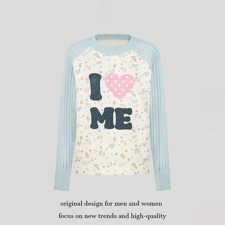 Damen Feinstrick-Pullover mit Applikations-Statement, gerippten Raglanärmeln und Mini-Print Drune