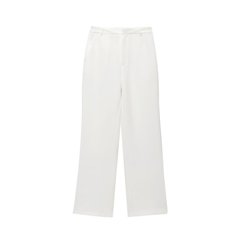 Damen Weite High‑Waist Stoffhose mit Bügelfalte und geradem Bein Drune