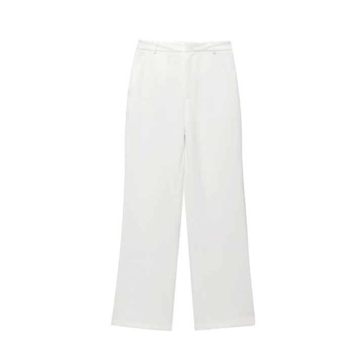 Damen Weite High‑Waist Stoffhose mit Bügelfalte und geradem Bein Drune