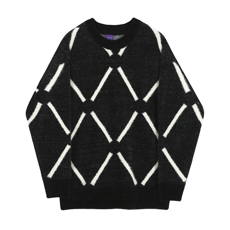 Herren Modischer Strickpullover mit geometrischem Muster Drune