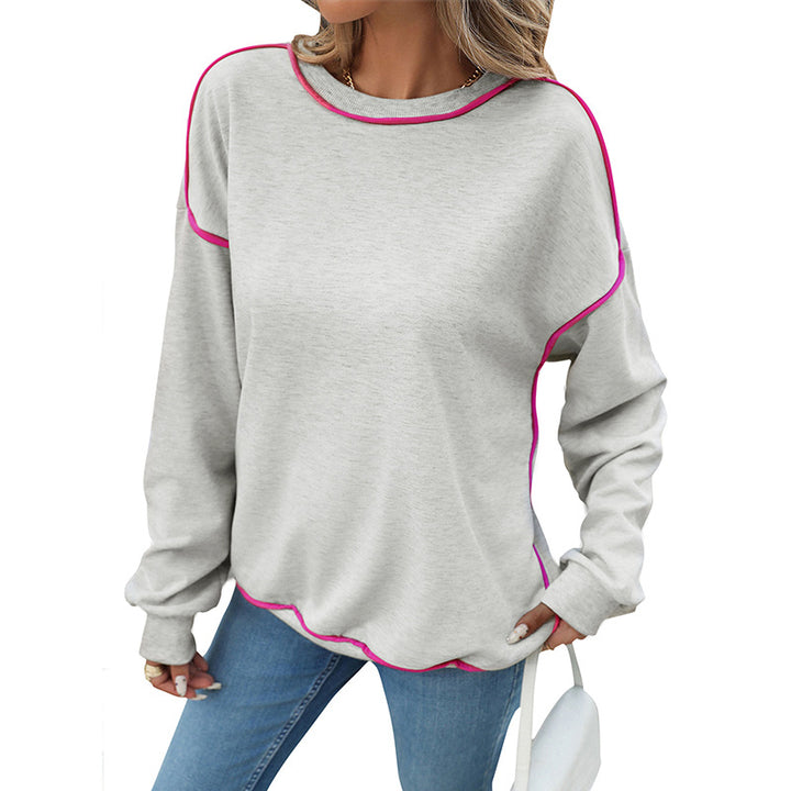 Damen Oversize-Sweatshirt mit Kontrastnähten und geripptem Saum Drune