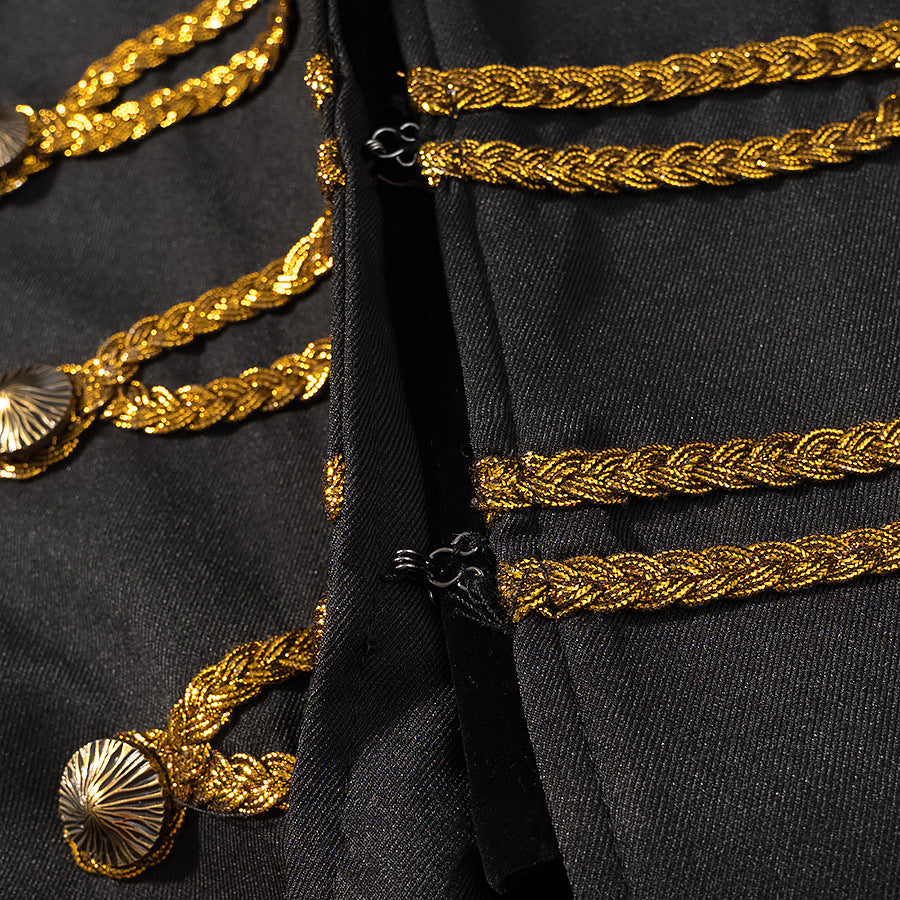 Damen Military-inspirierte Kurzjacke mit goldenen Zierborten Drune