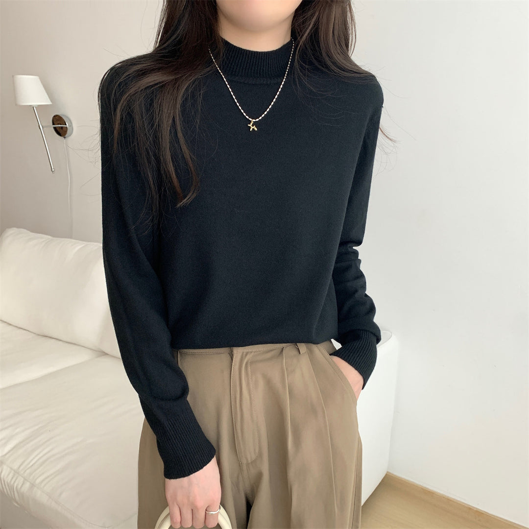 Damen Eleganter Rollkragenpullover aus hochwertigem Strickmaterial Drune
