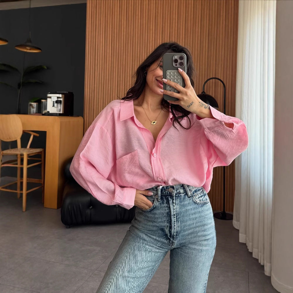 Damen Oversized Blusenhemd aus weichem Leinenstoff Drune