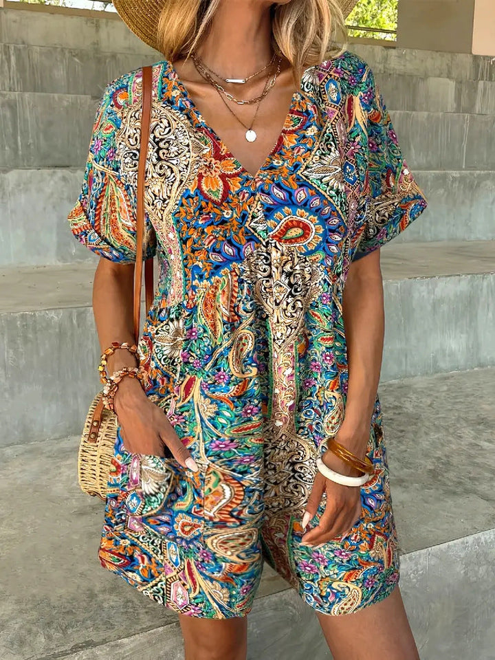 Damen lässiger Jumpsuit mit V-Ausschnitt und wickelbarem Design Drune