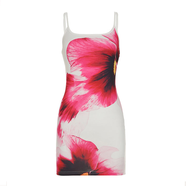 Damen Maxikleid mit floralem Print und feinen Spaghettiträgern Drune