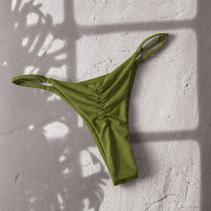 Damen Bikiniunterteil mit modischem Hoher Schnitt und verstellbaren Trägern Drune