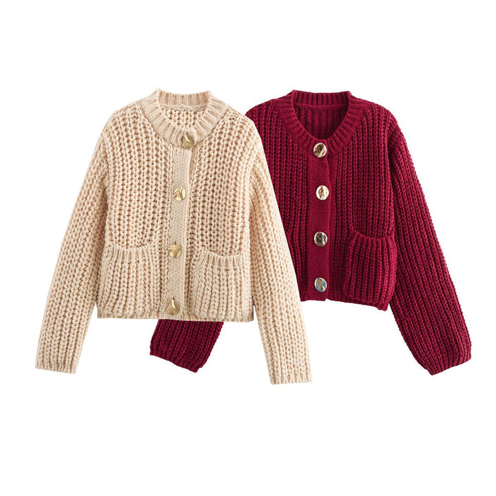 Damen Grobstrick-Pullover mit Taschen und Oversize-Silhouette Drune