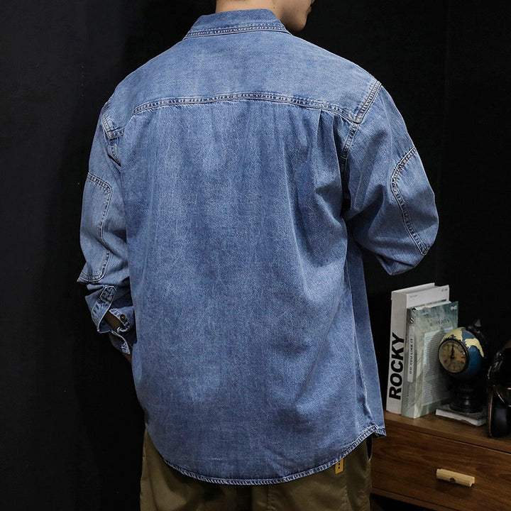 Herren lässige Denim-Hemdjacke mit praktischen Brusttaschen und modernem Schnitt Drune