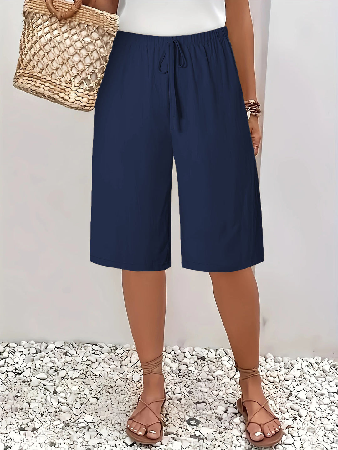 Damen luftige Culotte mit Gummizug und praktischen Taschen Drune