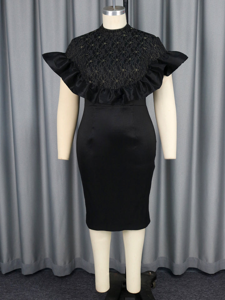Damen Elegantes Kleid mit Rüschenausschnitt Drune
