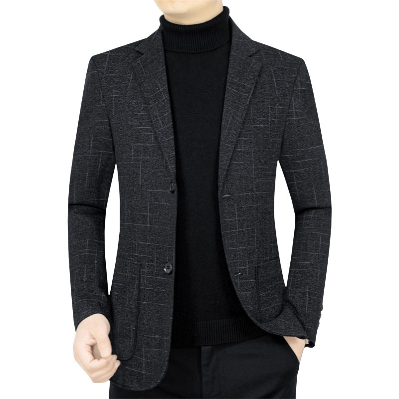 Herren Slim-Fit Sakko aus Wollmischung mit dezentem Karomuster Drune