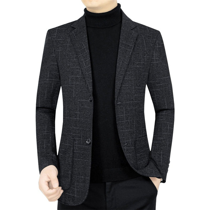Herren Slim-Fit Sakko aus Wollmischung mit dezentem Karomuster Drune