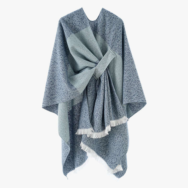 Damen Luxuriöser Oversize Poncho aus hochwertigem Mischgewebe Drune