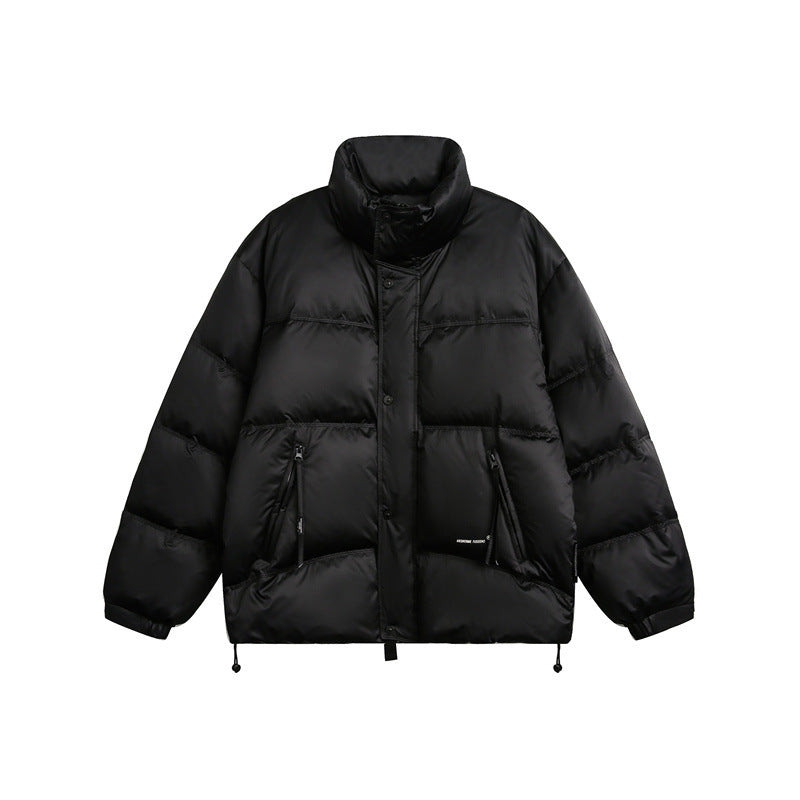Unisex Kurzgeschnittene wattierte Steppjacke im Boxy-Schnitt mit hohem Stehkragen Drune