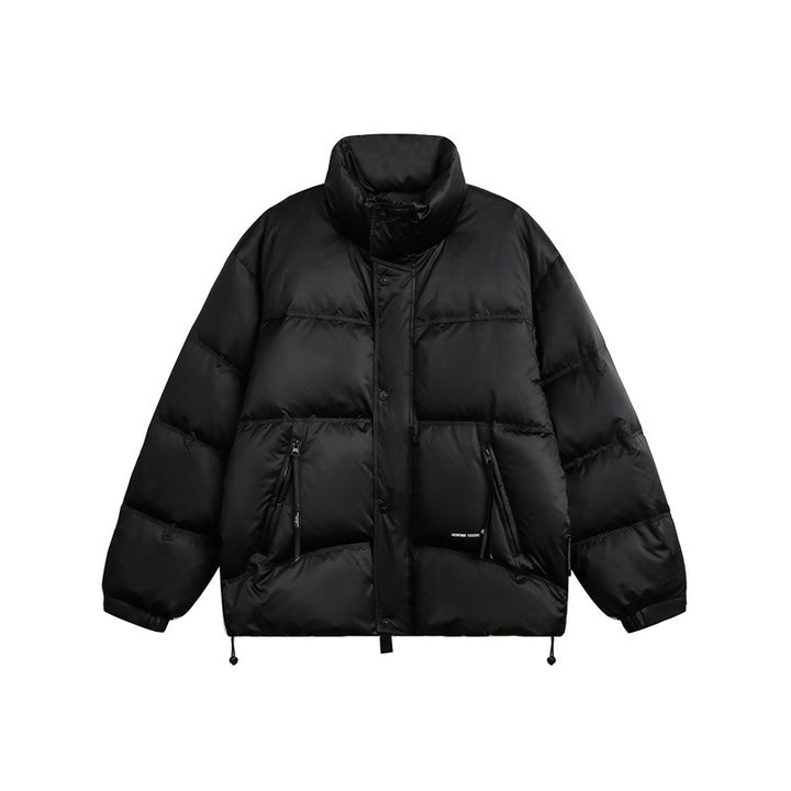 Unisex Kurzgeschnittene wattierte Steppjacke im Boxy-Schnitt mit hohem Stehkragen Drune