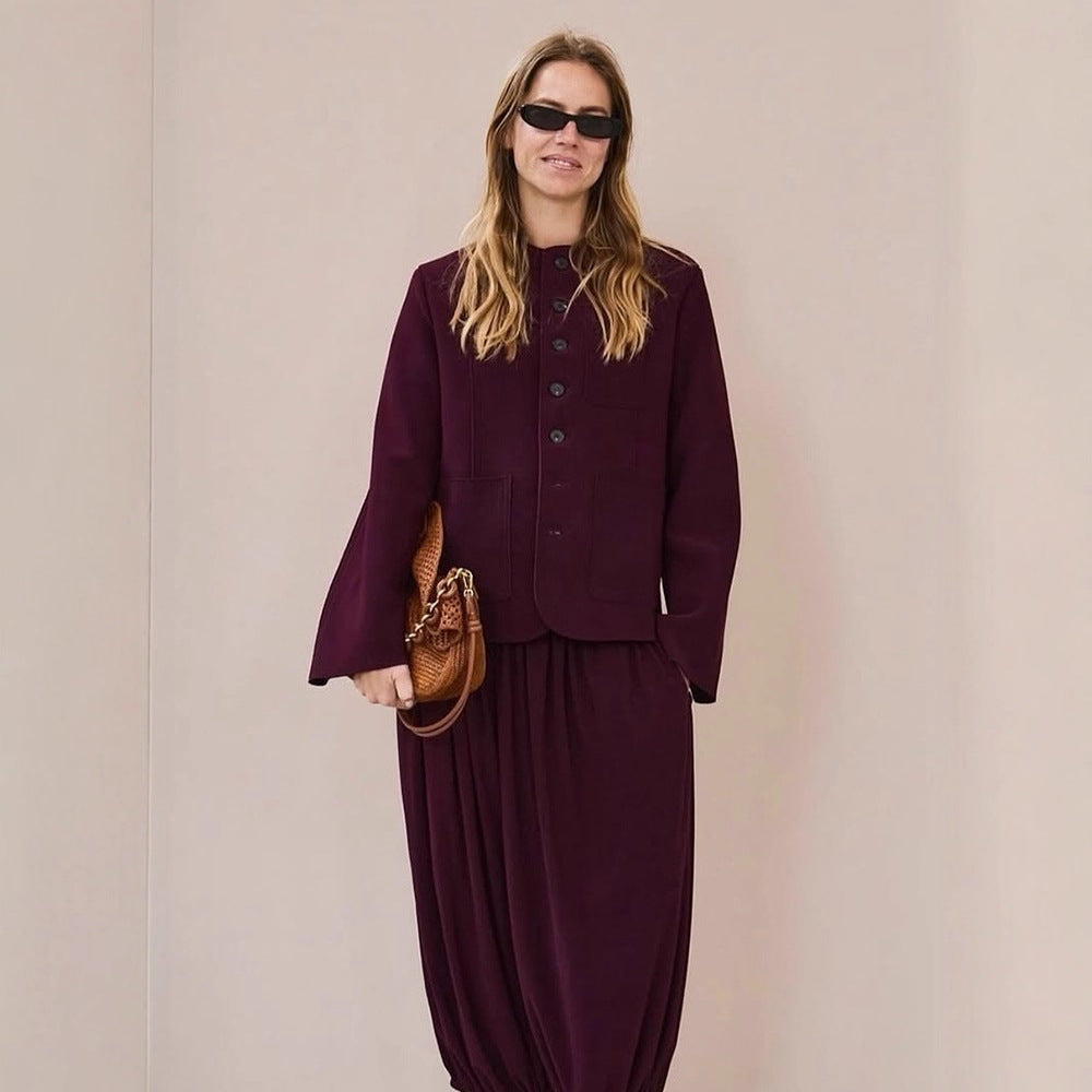 Damen Kurzjacke mit Rundhalsausschnitt, kastiger Silhouette und gewelltem Saum Drune