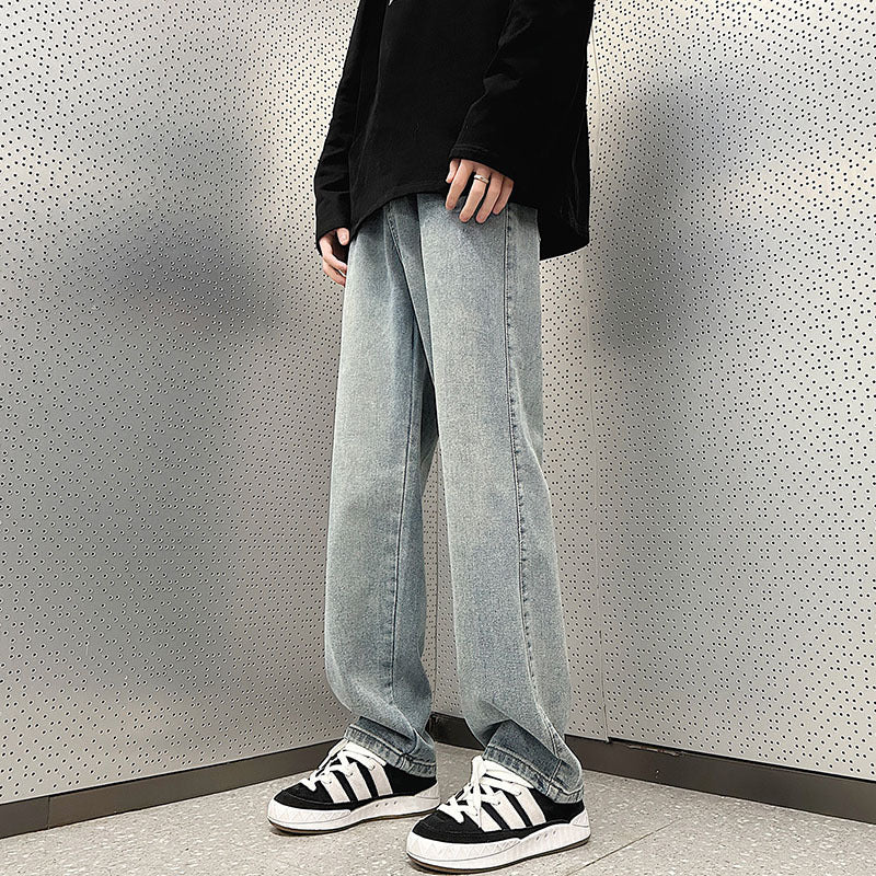 Herren Weite Vintage-Denim-Hose im Baggy‑Straßenstyle mit vorderer Bügelfalte Drune